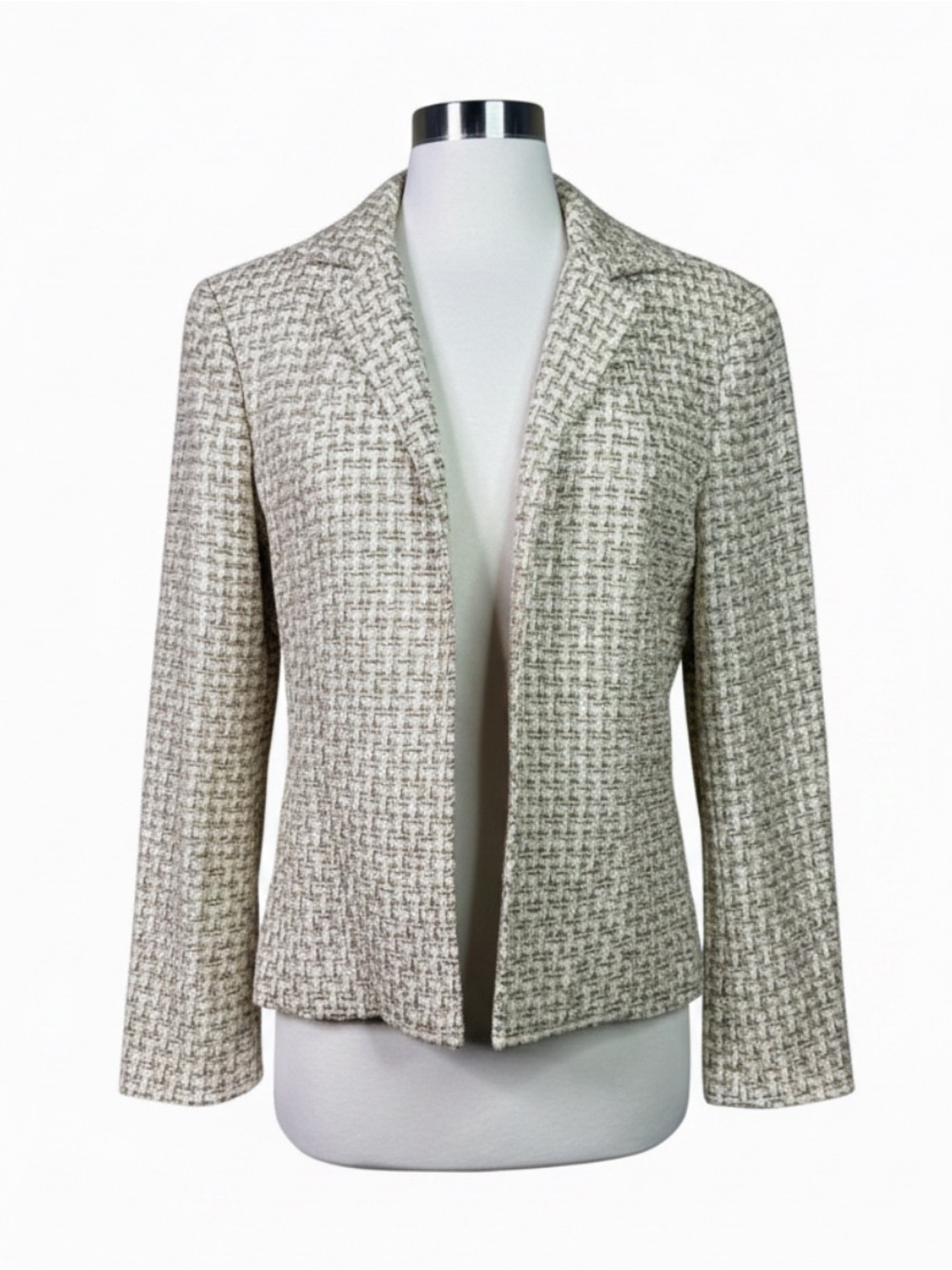 Talbots Women Cream Tweed Jacket Blazer Suit Career Business Professional Office